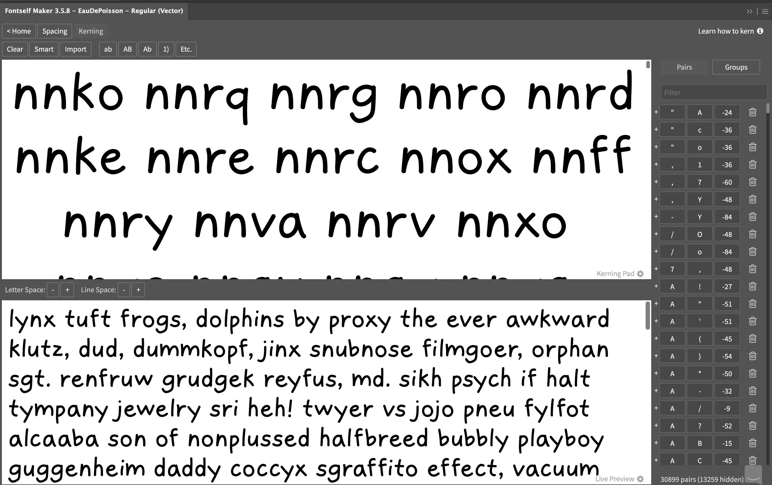 Manual kerning in Fontself